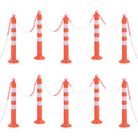Bornă de control trafic cu lanţ, 10 buc., 75 cm, PE