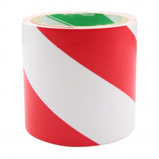 Bandă adezivă pentru marcare, 10cm x 25m, alb/roşu